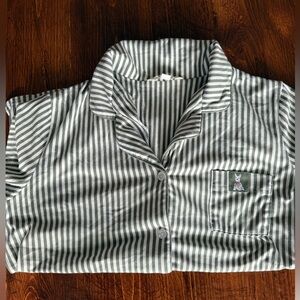 Green & White Striped PJ Set